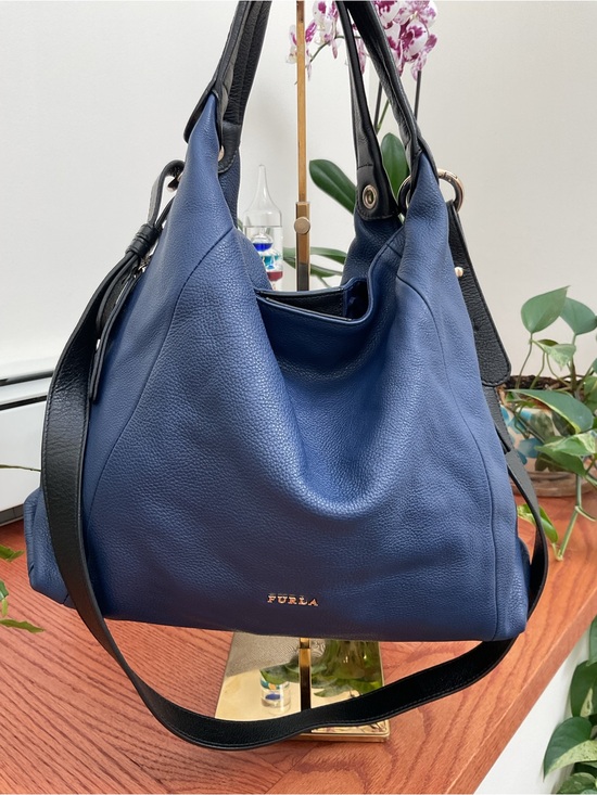 Furla Handbags - Furla Leather Shoulder Blue Leather Bag